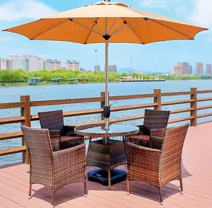 Home Dining Set;4-Seater Resort-Style Rattan Outdoor Table Chair Set