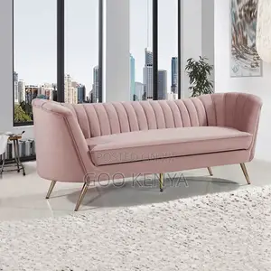Home Sofa; Modern Pink Velvet 3-Seater Lounge Sofa for Modern Homes