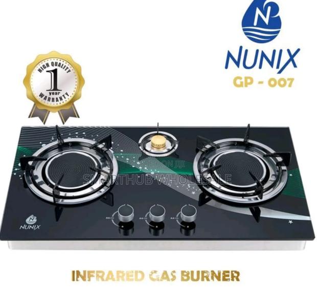 Nunix 3 Burner Low Gas Consumption Glass Top Table Infrared Cooker
