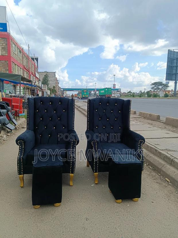 2 Black King Chairs and 2 Stools - main view
