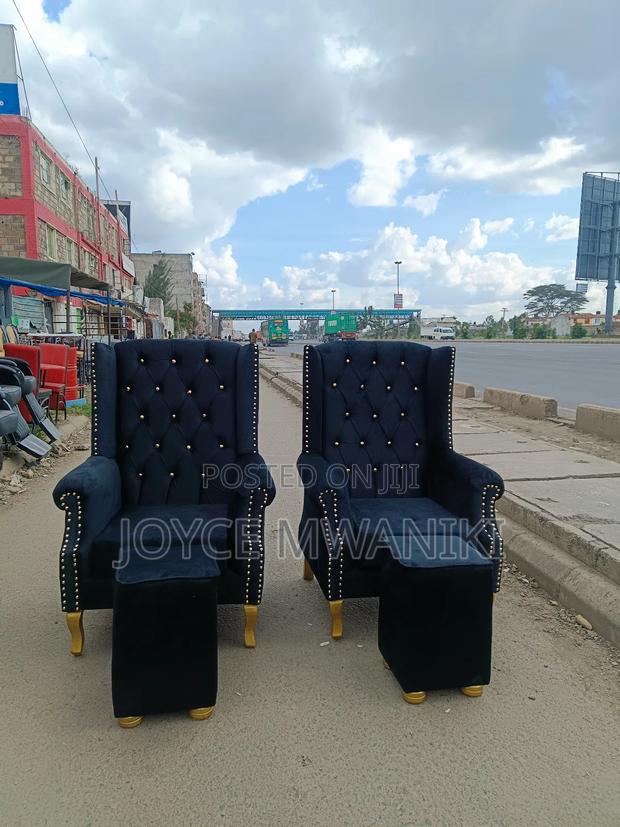2 Black King Chairs and 2 Stools  - thumbnail 2