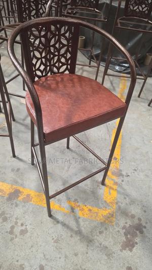High-Profiled Bar Stools Brown Fabric on Copper - main view