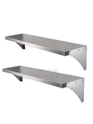 Stainless Steel Kitchen Wall. Shelves
