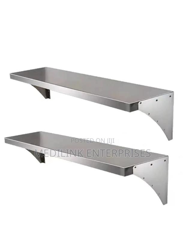 Stainless Steel Kitchen Wall. Shelves