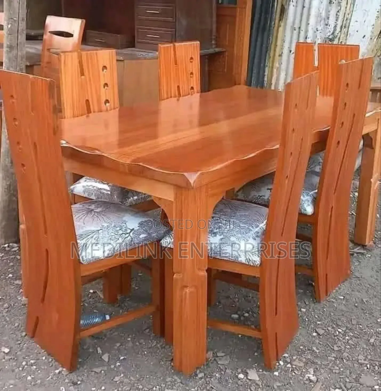 Fully Solid Vanish Mahogany Dinner Table Set