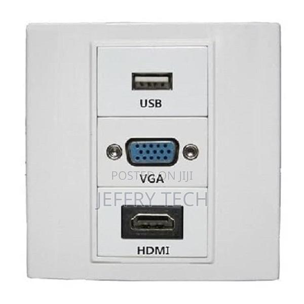 3x1 Modular Wall Face Plate With Hdmi + Usb+ Vga Sockets (Usb+Hdmi+Vga