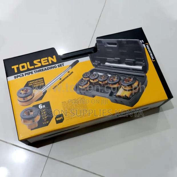 Tolsen Pipe Threading Set 9pcs Threader Ratchet Die Stock Heavy Duty - thumbnail 5