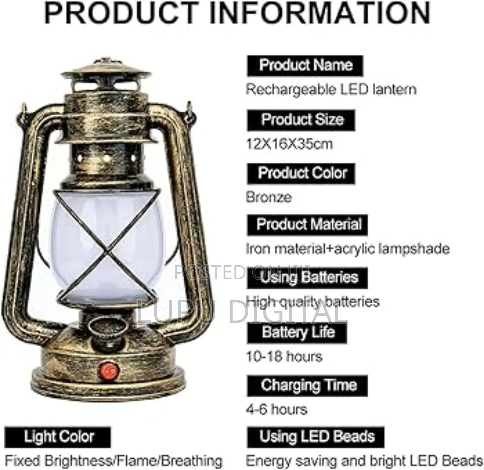 35cm Lantern Lamp
