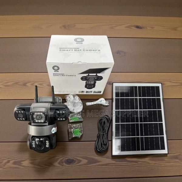 V380 Pro 4g Solar Cctv Triple Lens Eyes Camera With Large Battery