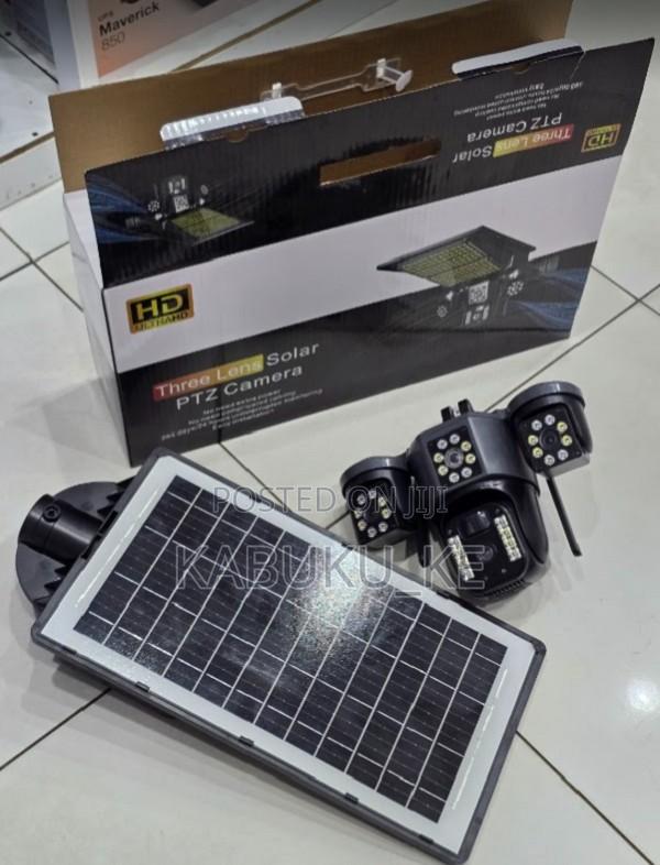 V380 Pro 4g Triple Lens Solar Outdoor PTZ Camera With Solar Floodlight