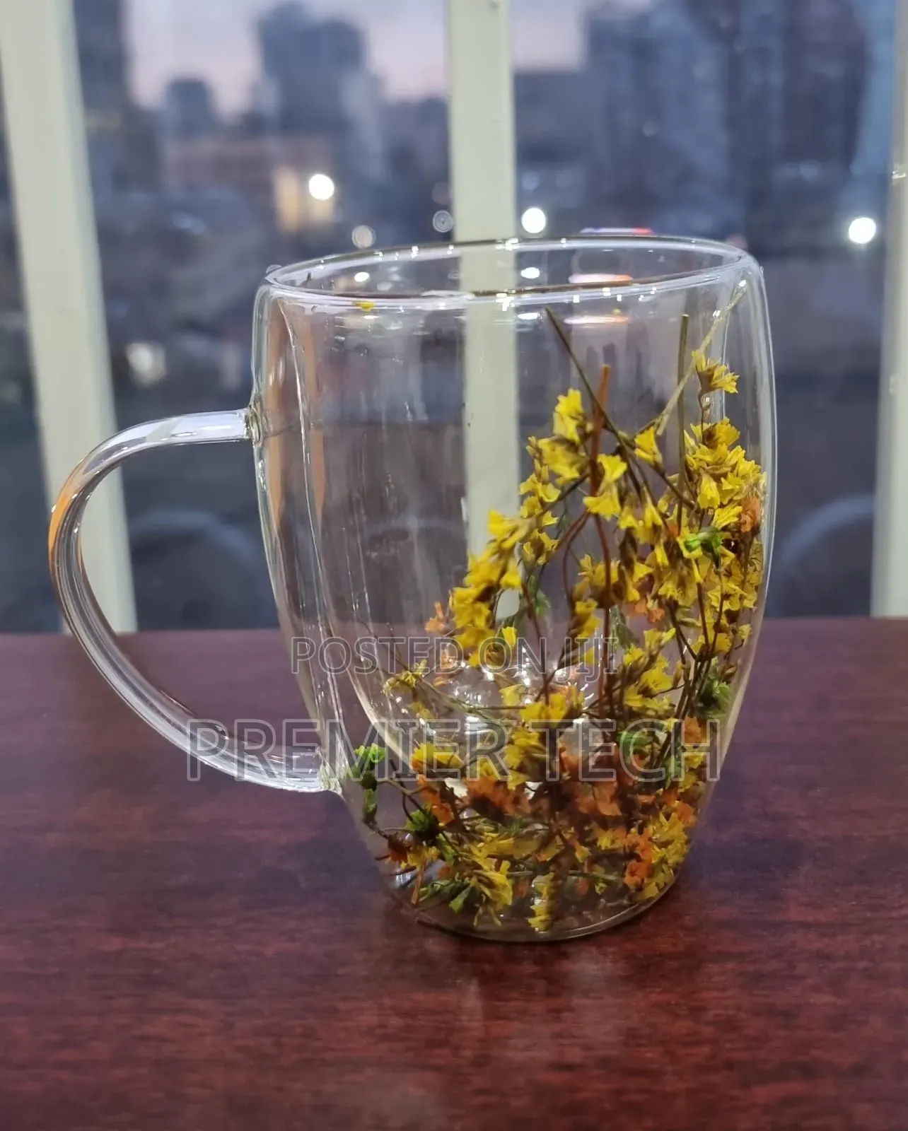 Real Flowers Between Unbreakable Double Wall 350ml Acrylic Cup