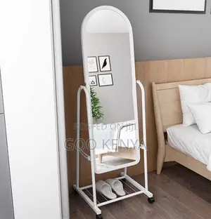 Home Mirror; Bottom Open Storage Full-body Dressing Mirror With Wheels