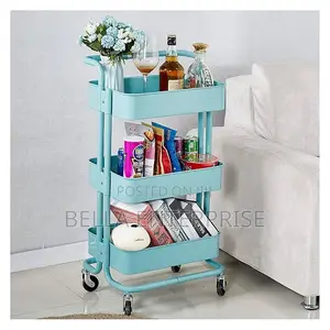New Arrival Heavy Gauge 3 Layer Mesh Trays Metallic Trolley Rack
