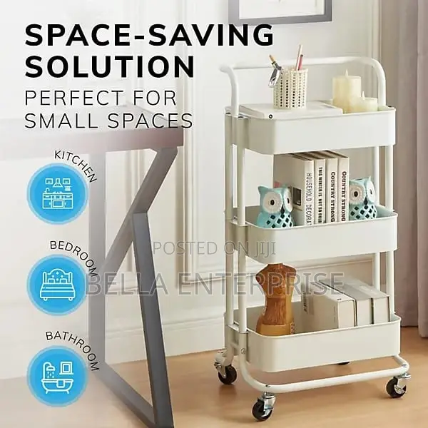 New Arrival Heavy Gauge 3 Layer Mesh Trays Metallic Trolley Rack