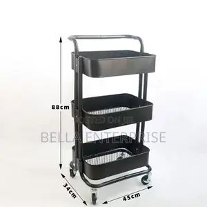 New Arrival Heavy Gauge 3 Layer Mesh Trays Metallic Trolley Rack