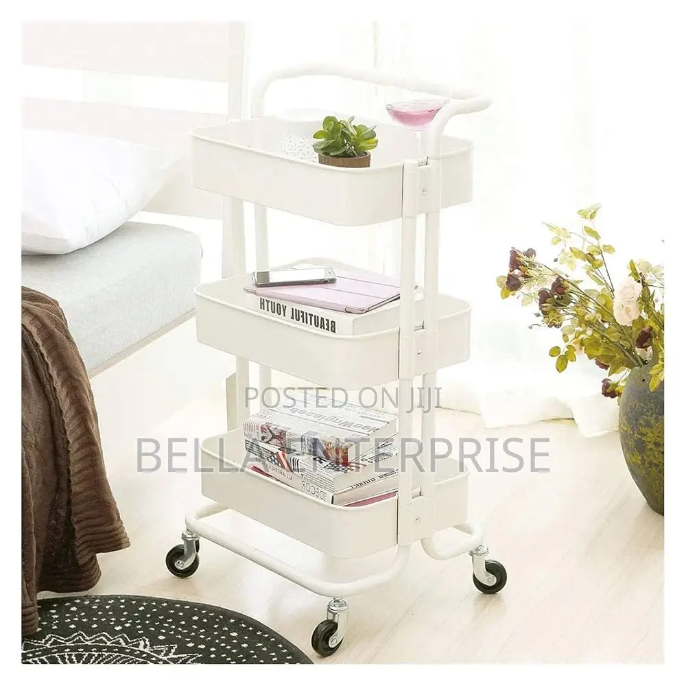 New Arrival Heavy Gauge 3 Layer Mesh Trays Metallic Trolley Rack