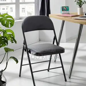 Home Chair; Black Metallic Base Foldable Armless Meeting Chair