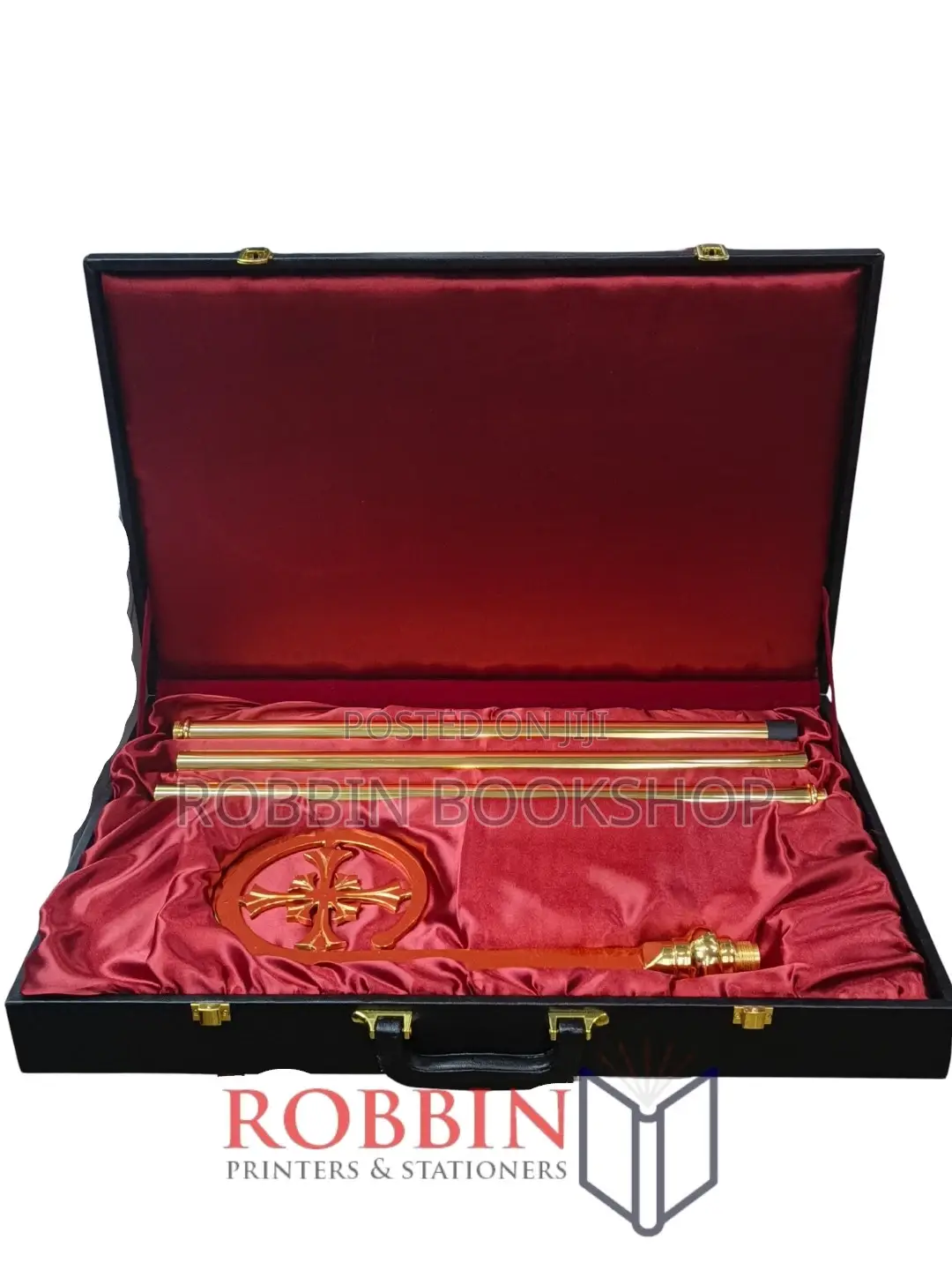 Elegant Gold-Finished Bishop’S Crozier With Carrying Case