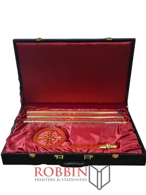 Elegant Gold-Finished Bishop’S Crozier With Carrying Case