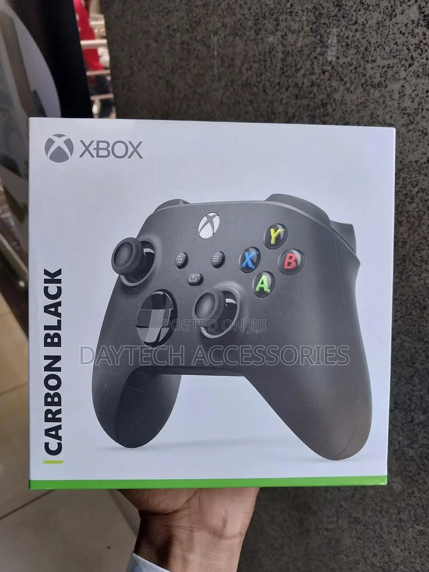 An Xbox Wireless Controller in the Carbon Black Color.