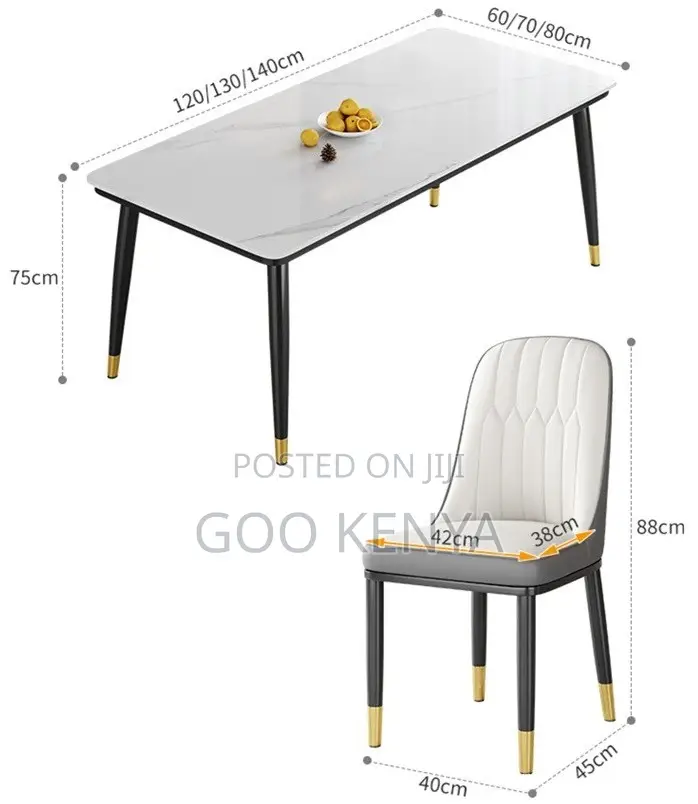 Home Dining Set; Designer Rectangular Dining Set With 4 Leather Chairs