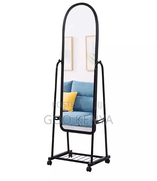 Home Mirror; Bottom Open Storage Full-body Dressing Mirror With Wheels