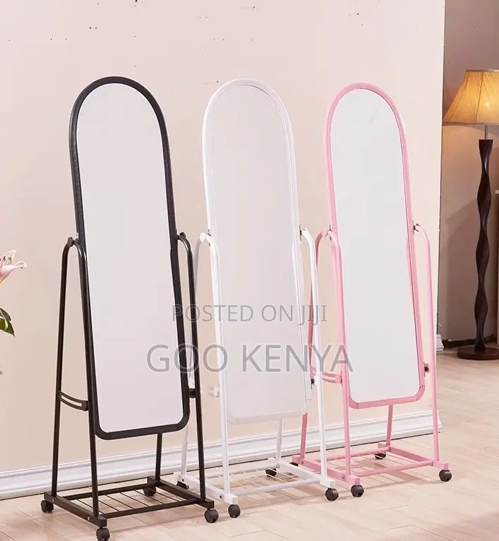 Home Mirror; Bottom Open Storage Full-body Dressing Mirror With Wheels