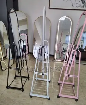 Home Mirror; Bottom Open Storage Full-body Dressing Mirror With Wheels