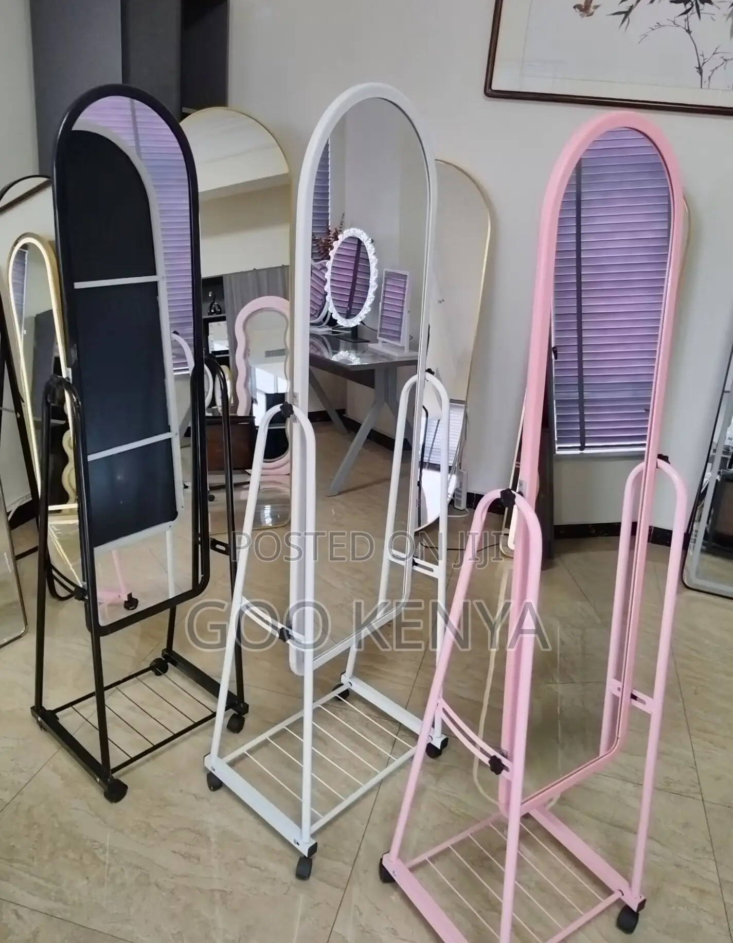 Home Mirror; Bottom Open Storage Full-body Dressing Mirror With Wheels