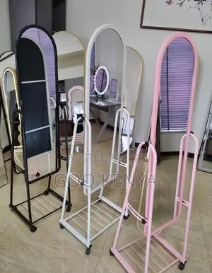 Home Mirror; Bottom Open Storage Full-body Dressing Mirror With Wheels