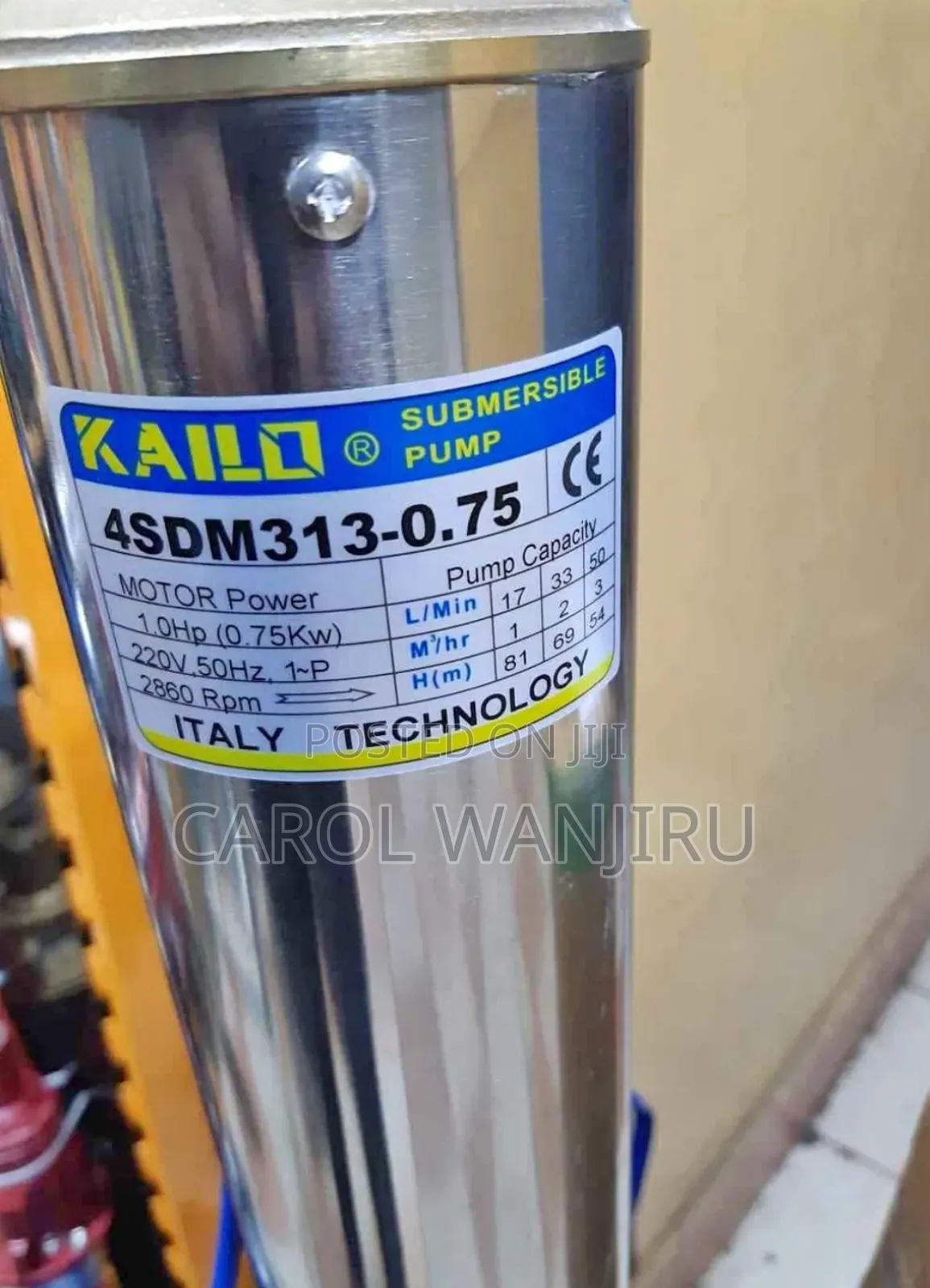 Kailo 1hp Electric Submersible Water Pump Max Head/Electric 1hp Pump