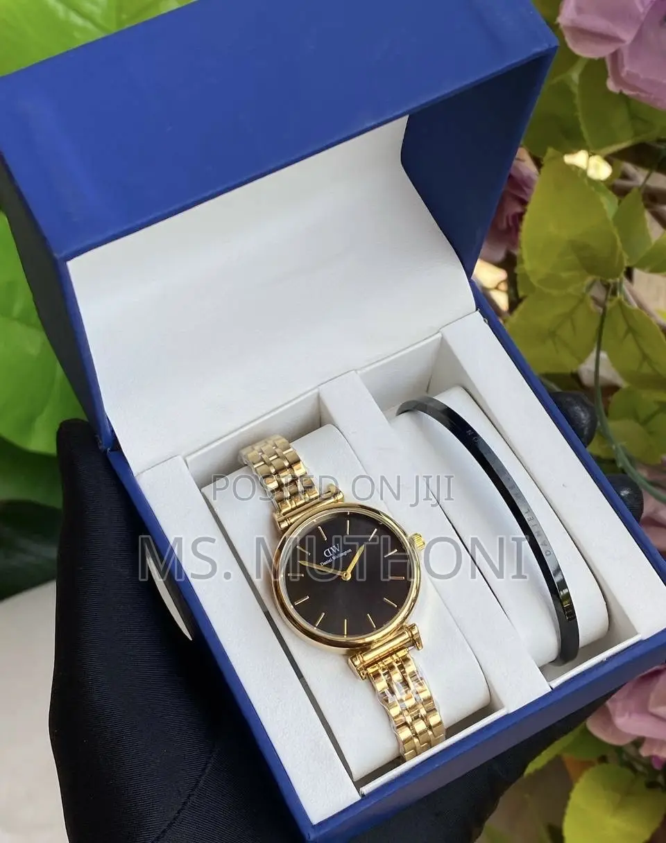 Daniel Wellington Iconic Link Watch X Cuff Bracelet Gift Set for Her
