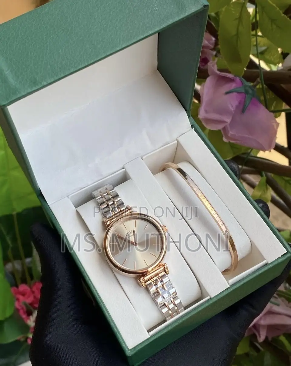 Daniel Wellington Iconic Link Watch X Cuff Bracelet Gift Set for Her