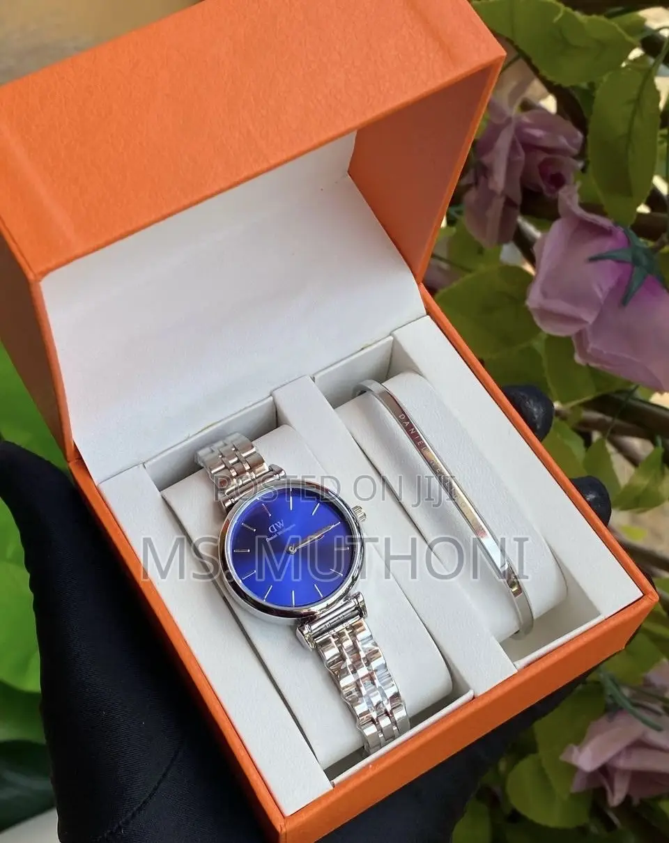 Daniel Wellington Iconic Link Watch X Cuff Bracelet Gift Set for Her