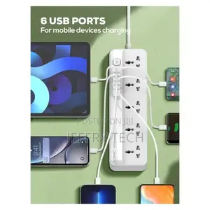 Power Strip Surge Protector With 5 Ac Outlets Sockets and 6 Usb Charg