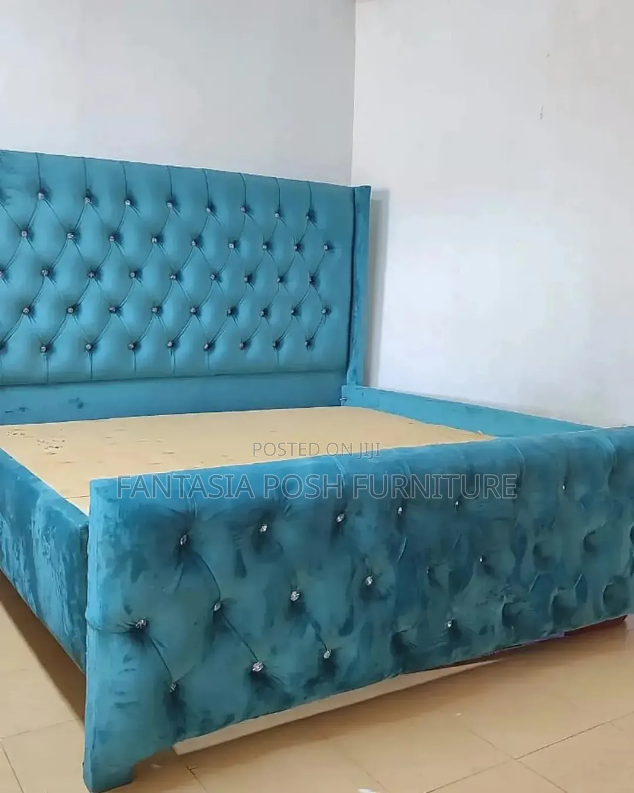 5x6 Teal Tufted Wingback Chester Bed - Free Delivery