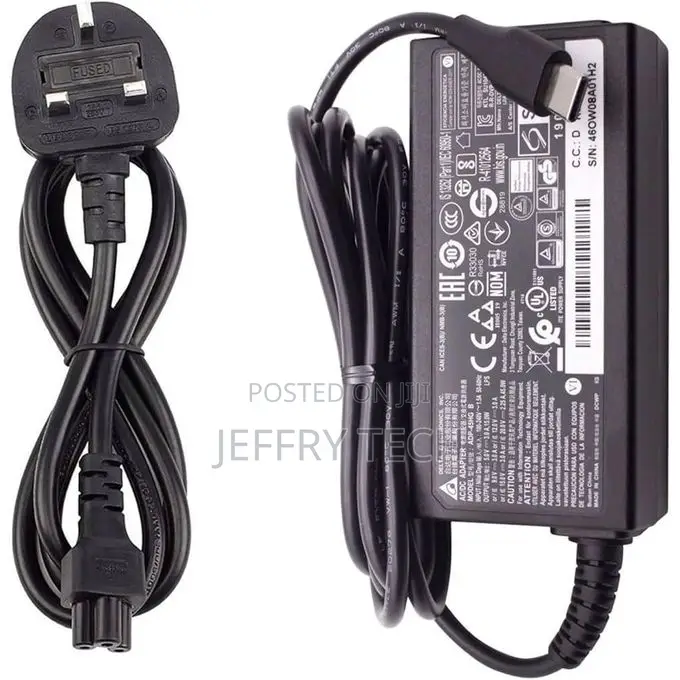 Hp 65w Type-C Laptop Charger Power Adapter With Free Fused Cable – Bla