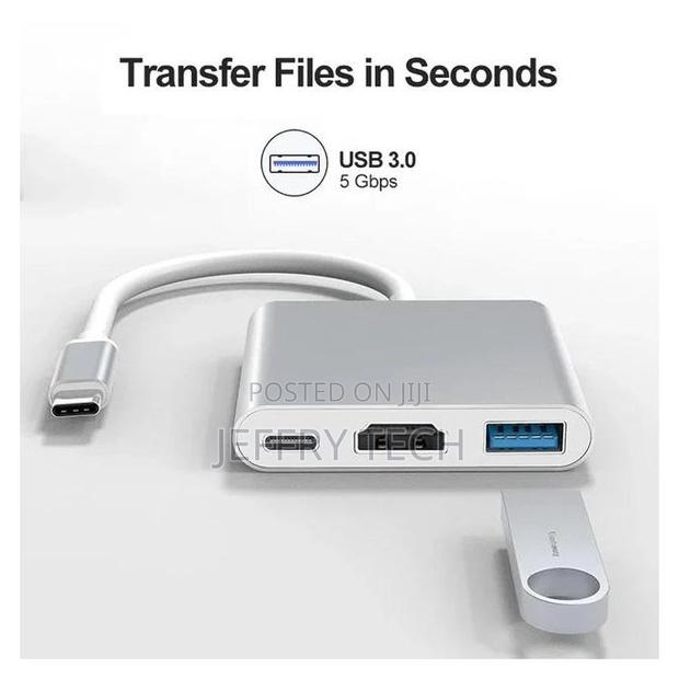 Type-C to HDTV 3-in-1 Adapter (Usb-C to Hdmi + Usb 3.0 + Type-C Pd Cha