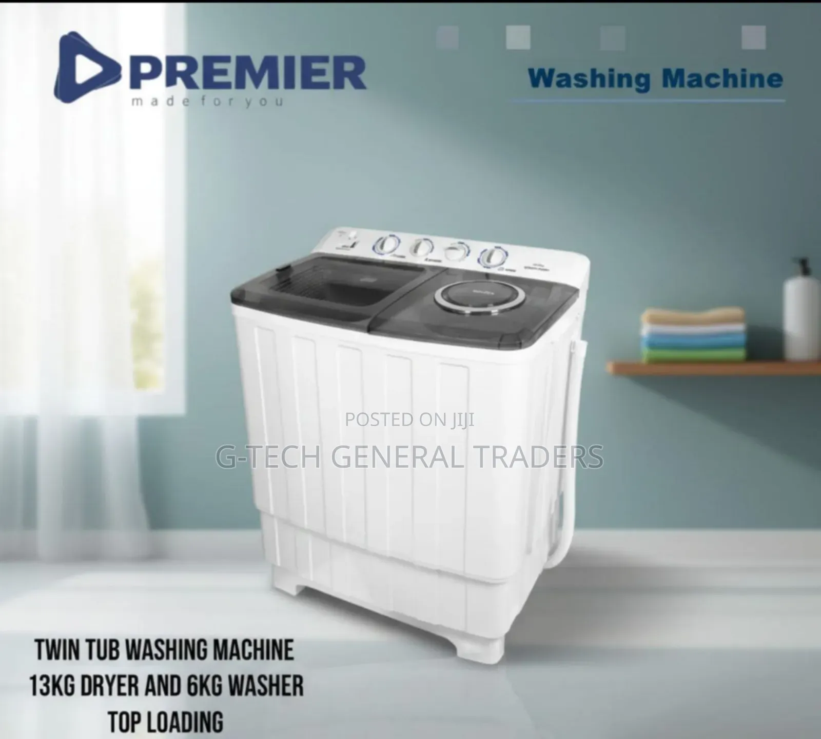 Premier 13kg Top Load Semi Automatic Wash And Spin Washing Machine