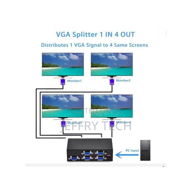 4 Port Vga Splitter 1 in 4 –Black - main view