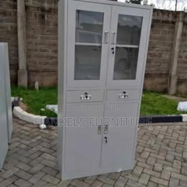 Metal Half-Glass Office Cabinet – Durable Professional