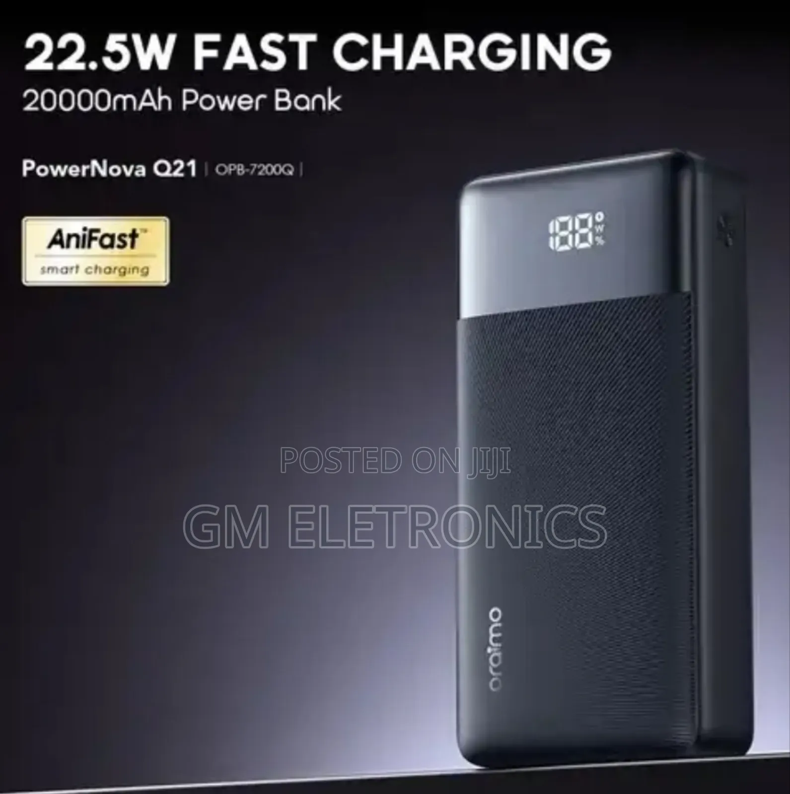 Original 20000mah 22.5w Fast Charge Portable Power Bank- Opb-7200q .