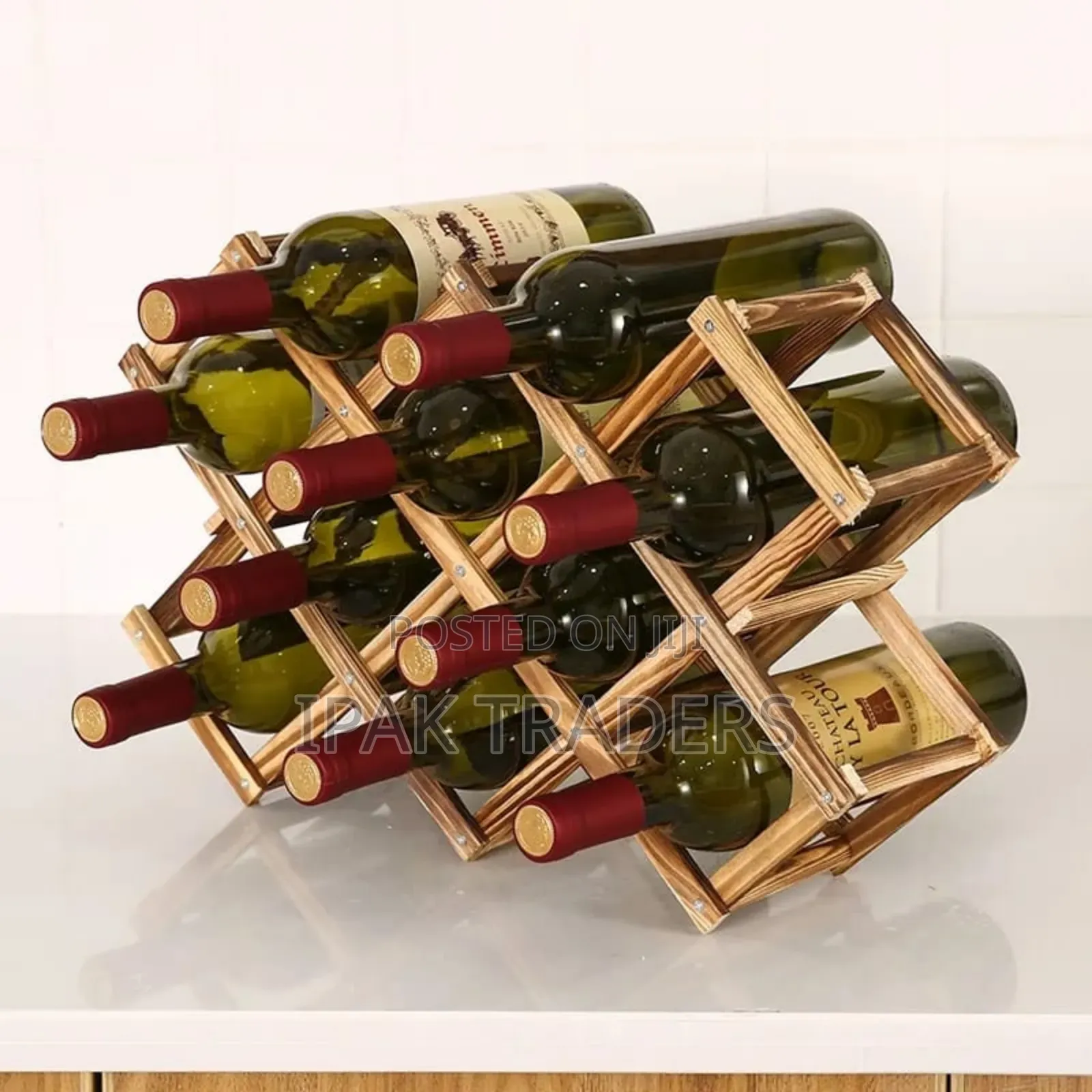 Foldable10 Slot Wooden Wine Bottle Rack