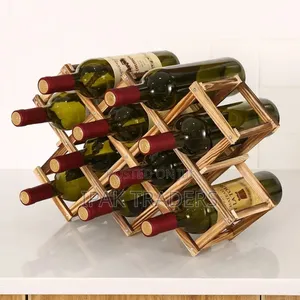 Foldable10 Slot Wooden Wine Bottle Rack