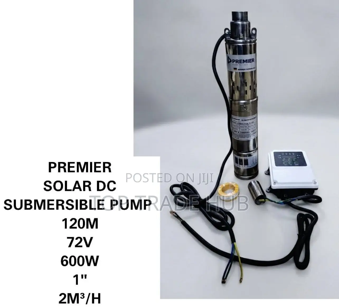 Premier Solar Dc Submersible Water Pump 120m Head 72v 600w 1"
