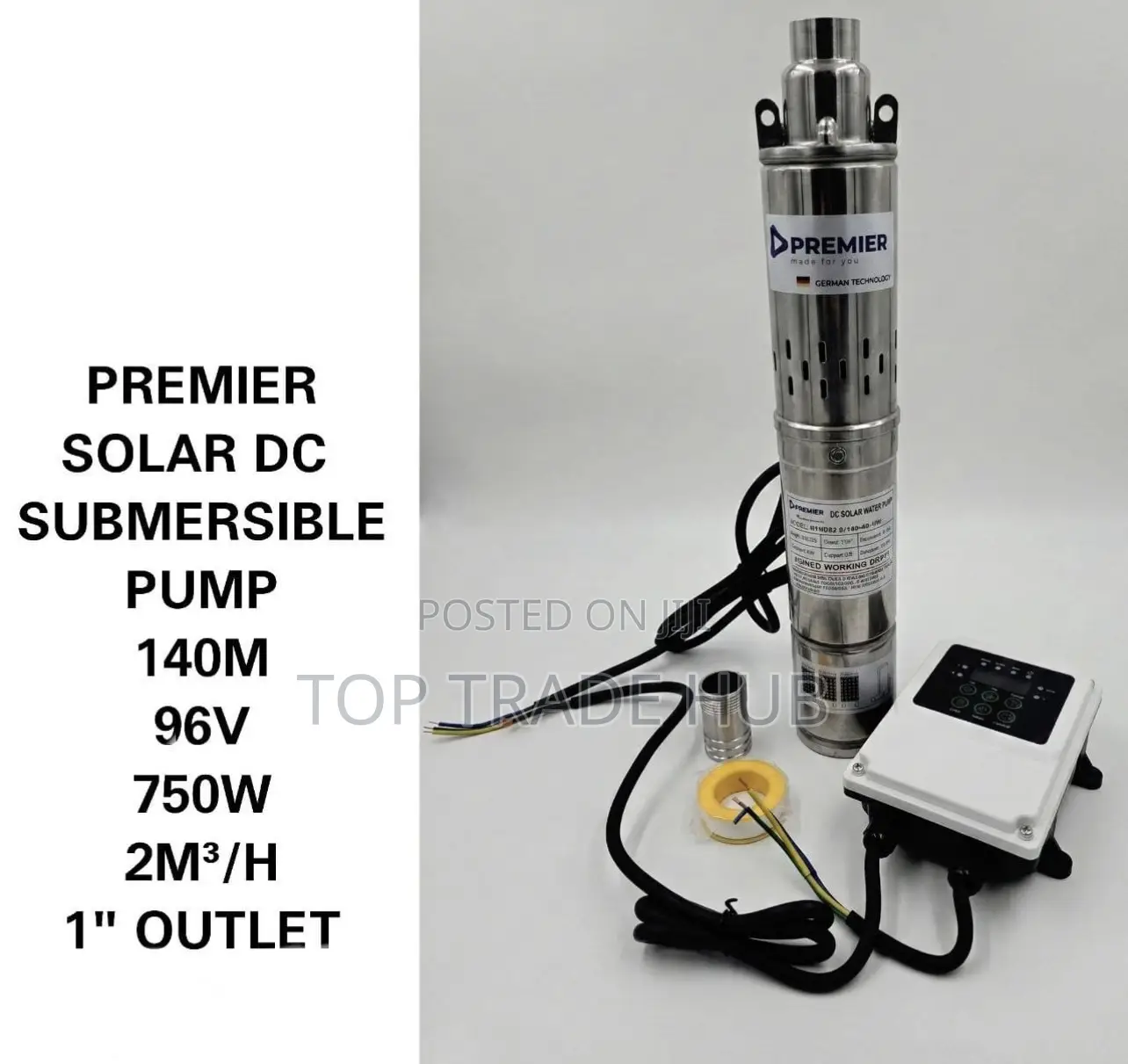 Premier Solar Dc Submersible Water Pump 750w 140m Head 96v