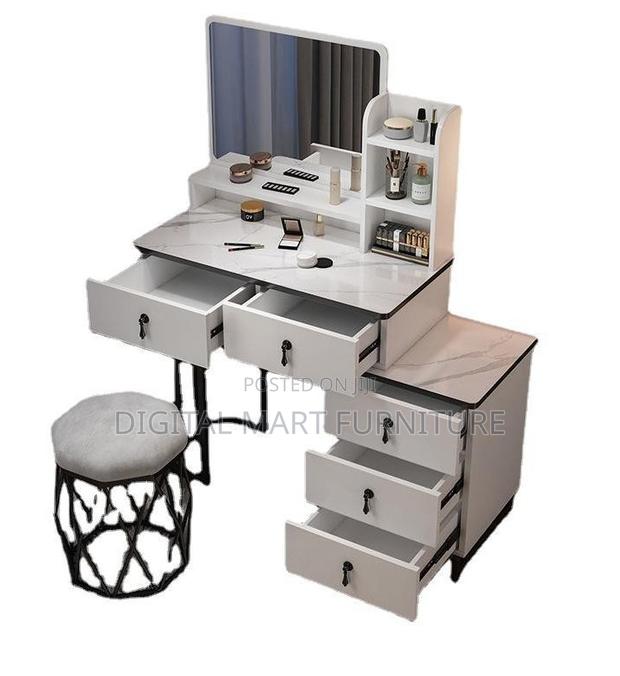 Black Modern Dressing Table With Mirror and Storage - thumbnail 2
