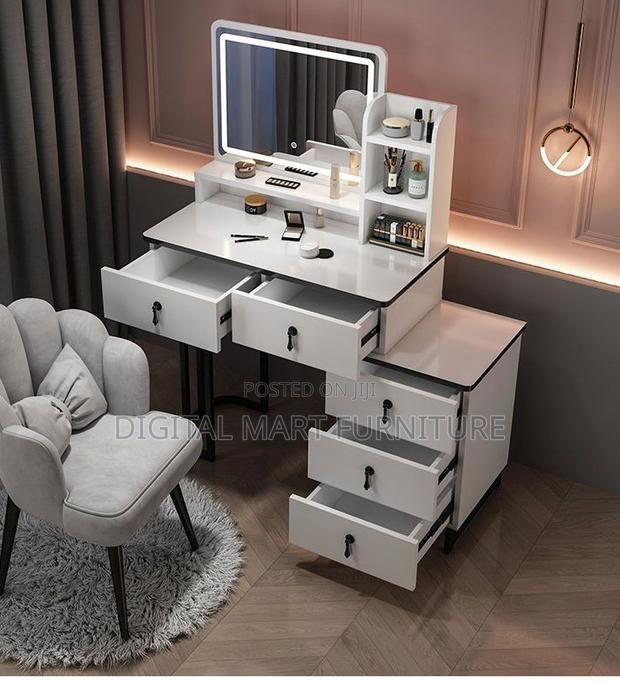 Black Modern Dressing Table With Mirror and Storage - thumbnail 8