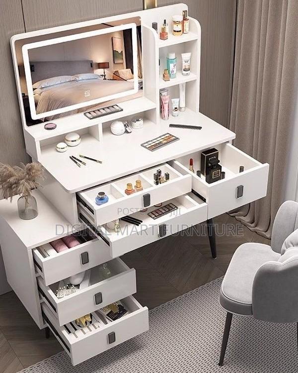 Black Modern Dressing Table With Mirror and Storage - thumbnail 9