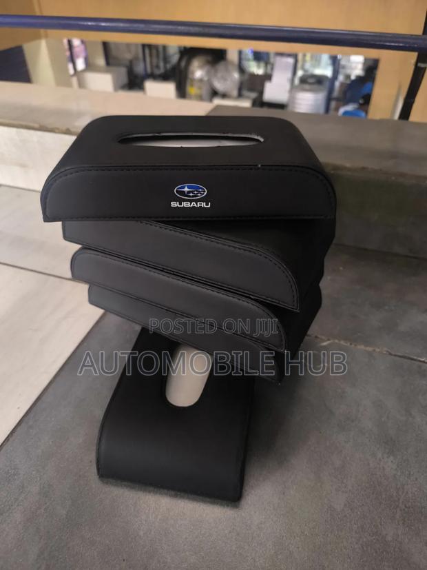 Subaru Premium Pu Leather Car Tissue Holder – Dashboard Organizer - main view